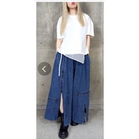 モードファスナー使いデニムワイドパンツ、セール