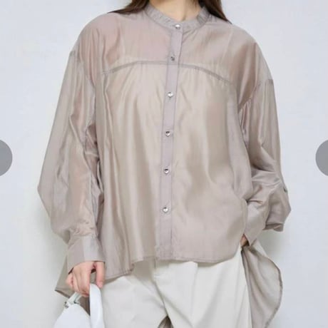 Aラインヘムテールカットシアーシャツブラウス