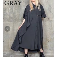 [モード]ファスナーデザイン裾重ねロングシャツワンピース