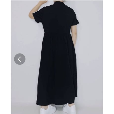 [大人気]デニム異素材切替胸袖2本ラインウエスト切替ワンピースブラック.8995円の30%オフ