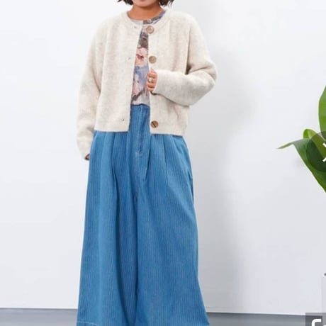 ストライプデニムワイドパンツ