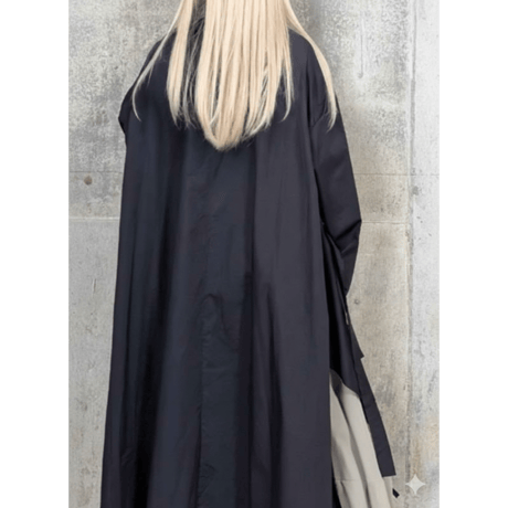モード裾カットデザイン変形ロングシャツ