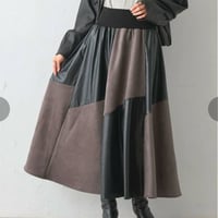 フェイクレザー×スウェードロングスカート
