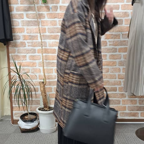 チェック　テーラーカラーコート