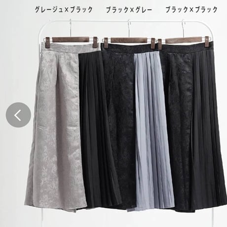 再入荷　異素材配色切替プリーツパンツ