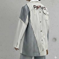 異素材ドッキングデコンストラクトテーラードジャケット(リメイク風デニム切り替え)ホワイト
