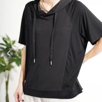 異素材切替半袖大人パーカー
