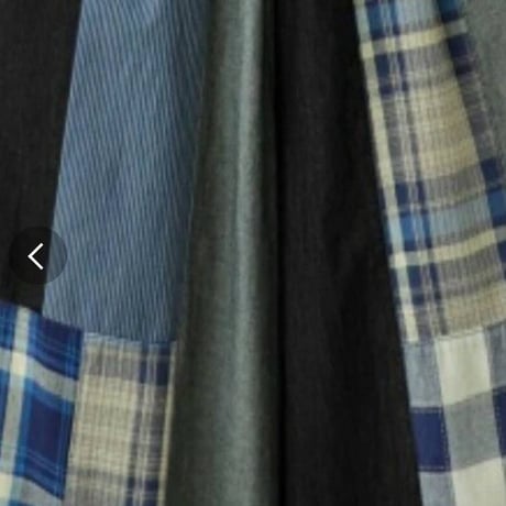 [再々入荷][ 個性派に]デニムxチェクパッチワークデザインワイドパンツ