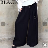 モードリングベルト付前ファスナーワイドパンツ