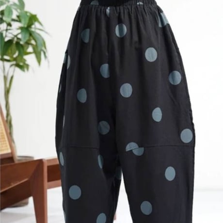 [再入荷]大判ドット柄変形ワイドシルエットパンツ