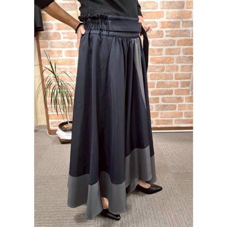 [再入荷]配色ラップスカート