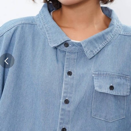 [ 再入荷][ 再々入荷]大人気 ヒッコリーストライプ　ボックスシルエットシャツ