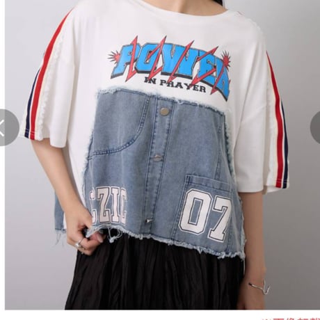 デニム切替ロゴ入りプルオーバー.6200円の30%オフ.