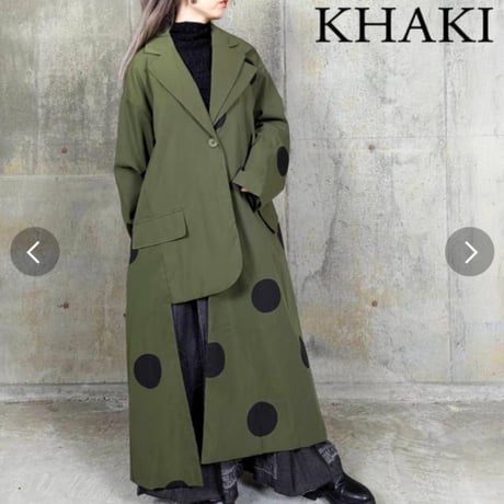 DOT裾アシメゆったりシルエットコート　ロングコート　テーラーコート