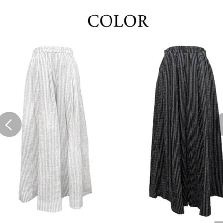 再入荷]モード[新作] 楊柳素材ストライプセットアップ可能ワイドパンツ