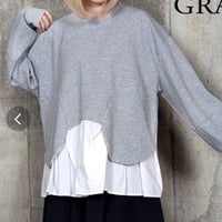 モード裾フリル異素材配色プルオーバー