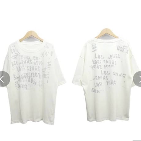 英字プリント　ピグメント加工ビッグTシャツ　むら染めヴィンテージ