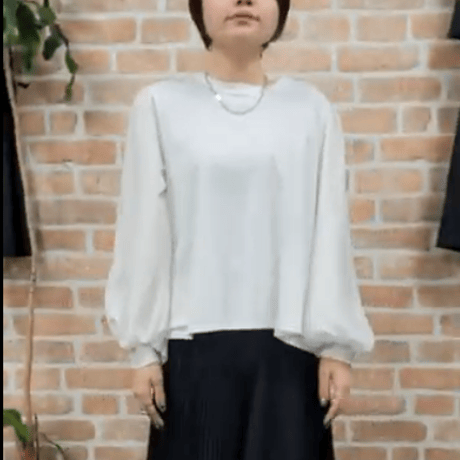 シフォンボリューム袖トップス