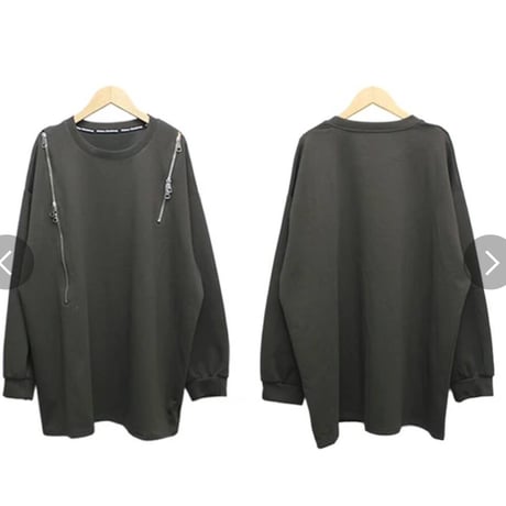 [再入荷]オープンジップリラックスビッグティーシャツ