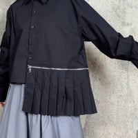 モード裾ハーフプリーツファスナーデザインBL ブラウス