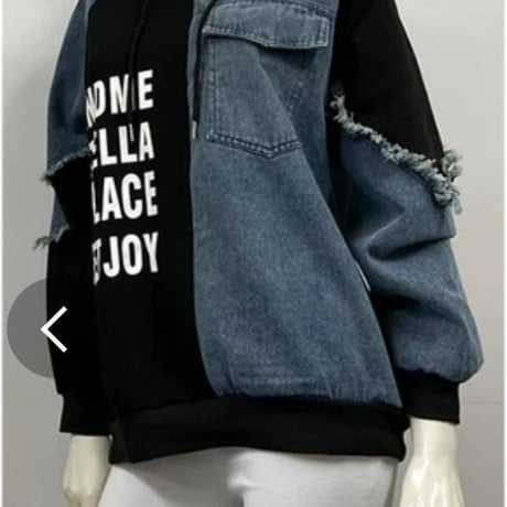 [再入荷](再入荷)デニムXミニ裏毛切替スウェットパーカー