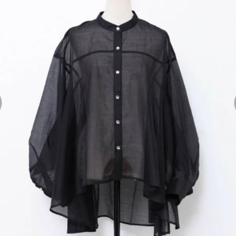Aラインヘムテールカットシアーシャツブラウス