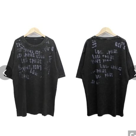 英字プリント　ピグメント加工ビッグTシャツ　むら染めヴィンテージ