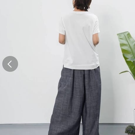 綿麻タックワイドパンツネイビー