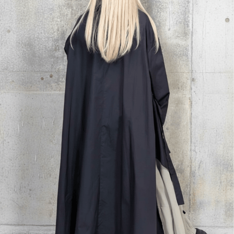 モード裾カットデザイン変形ロングシャツ