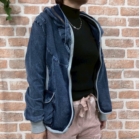 再入荷　襟ワイヤー入りソフトデニムジャケット