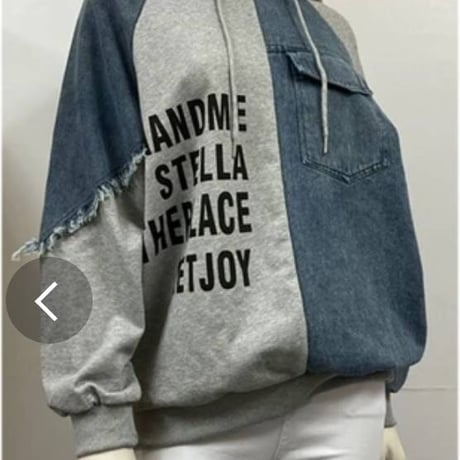 [再入荷](再入荷)デニムXミニ裏毛切替スウェットパーカー