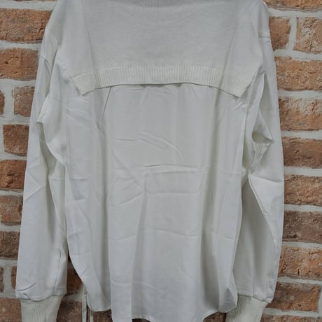 ニット×シフォンドッキングプルオーバー