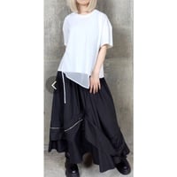 [モード] シアー異素材重ねデザインティーシャツ