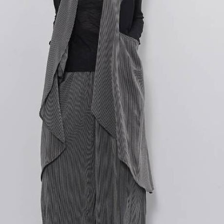 「新作」ピンストライプ　ロング「ベスト」ジレ　セットアップ可