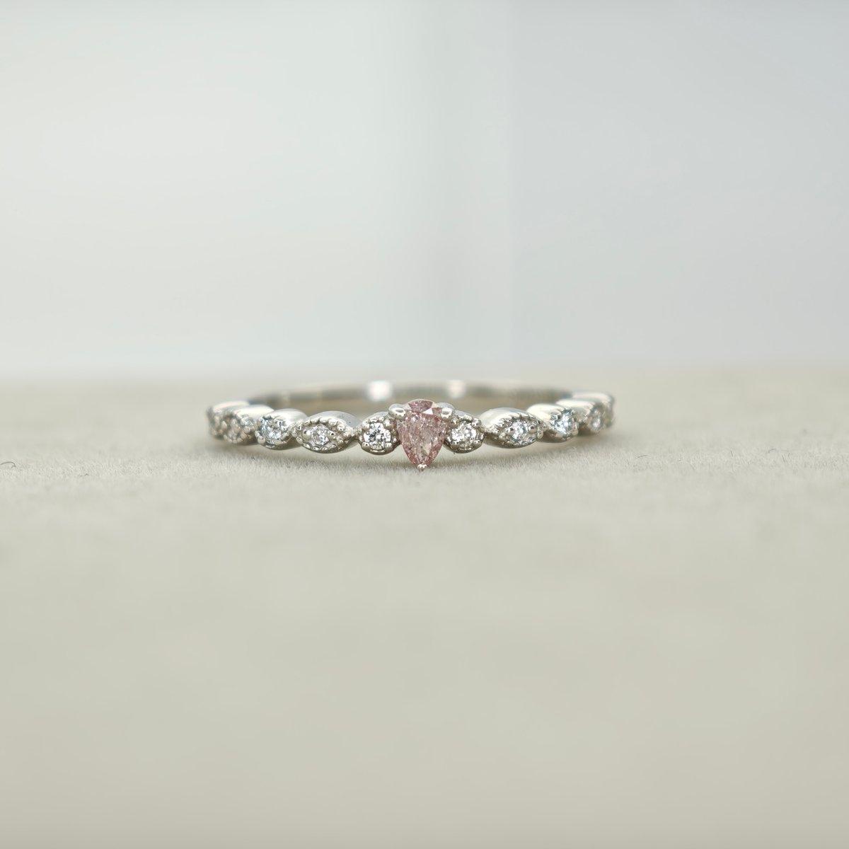 CGL鑑定書付】PT950 ピンクダイヤモンド 0.08ct ダイヤモンド 0.06ct リ