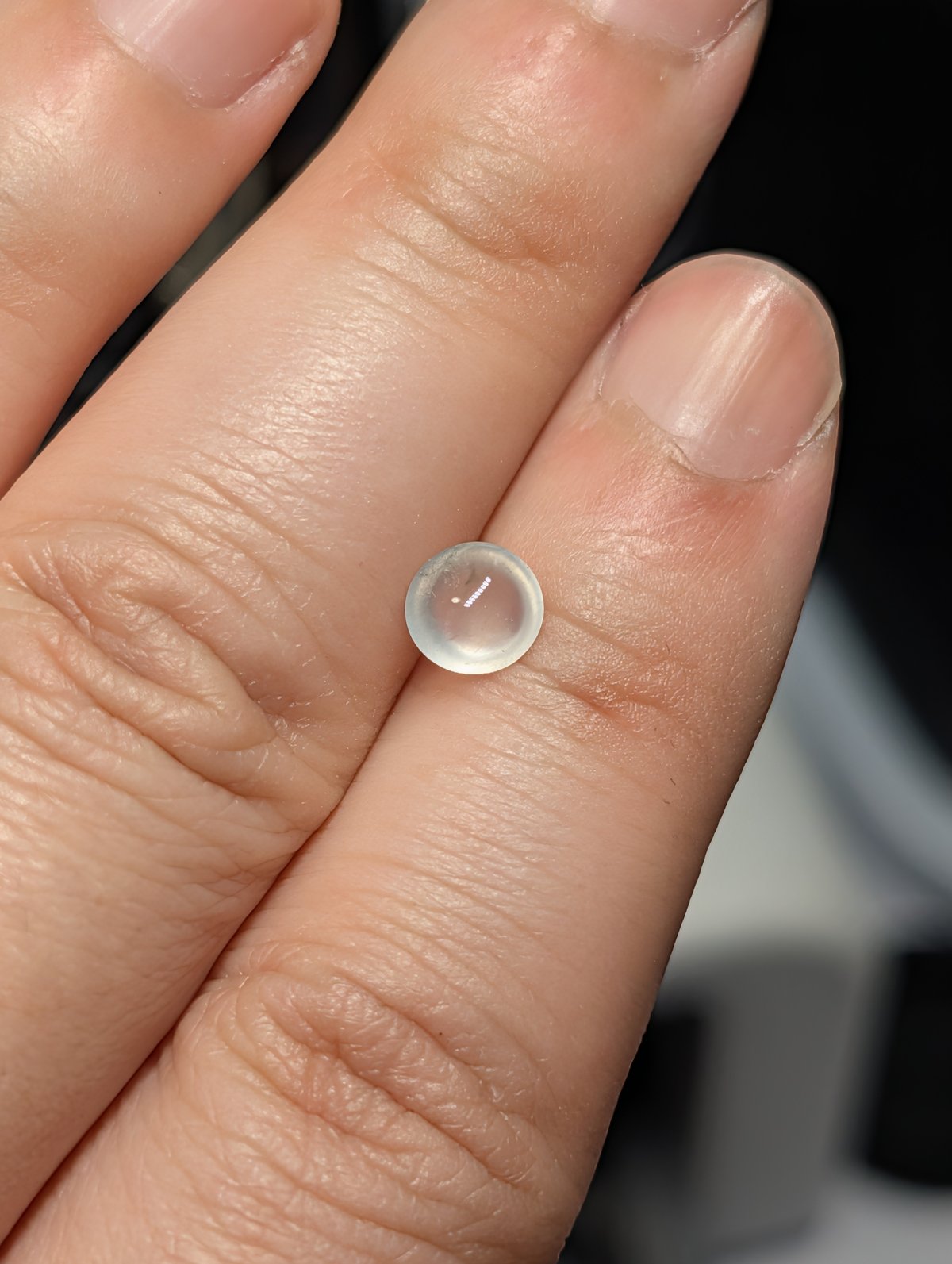 ミャンマー産天然本翡翠 カボション チャーム シルバー925 氷翡翠 0.925ct 6.2×5.9mm ダブルカボションカット ルース ミャンマー