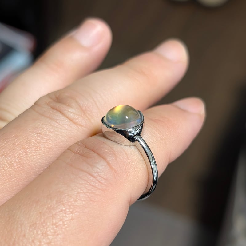 現品限り】PT900 最高品質アンデシンラブラドライト 4.37ct 鍛造リング