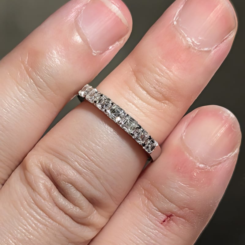 CGL鑑定書】PT900 ダイヤモンド 0.741ctアッシャーカット7pcs Dカラー V