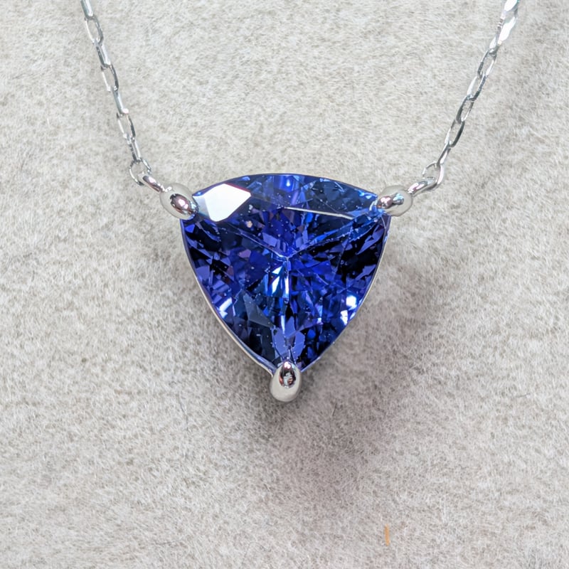 PT900/850 タンザナイト 1.70ct トリリアントペンダント 45cmスライド