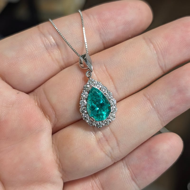日独鑑別書】PT900/850 コロンビア産 エメラルド 2.70ct ダイヤモンド