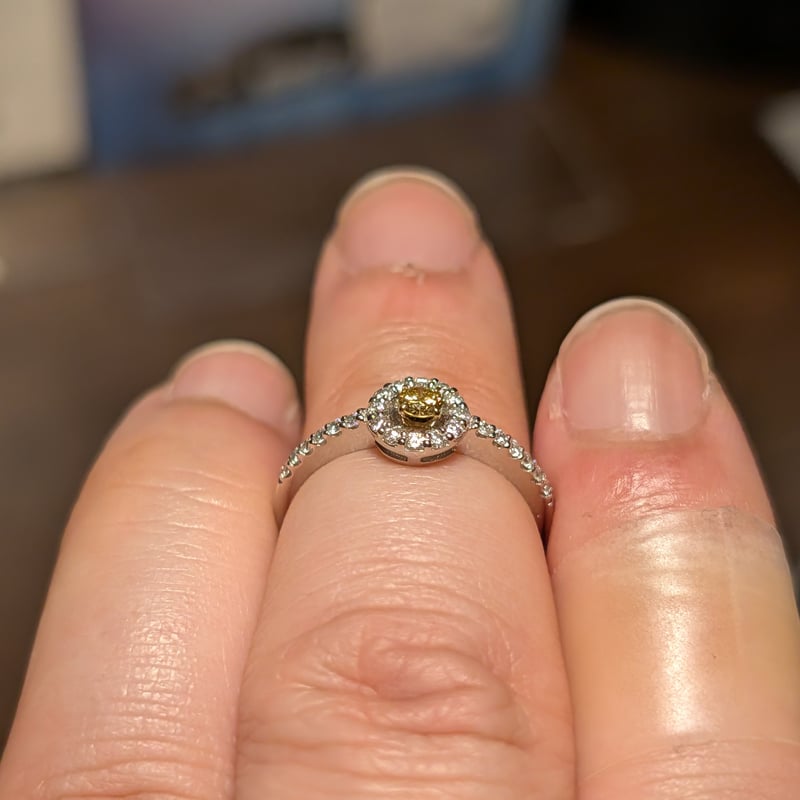 CGLソ】PT950/K18イエローダイヤモンド 0.091ct FIY VS2 ダイヤモ