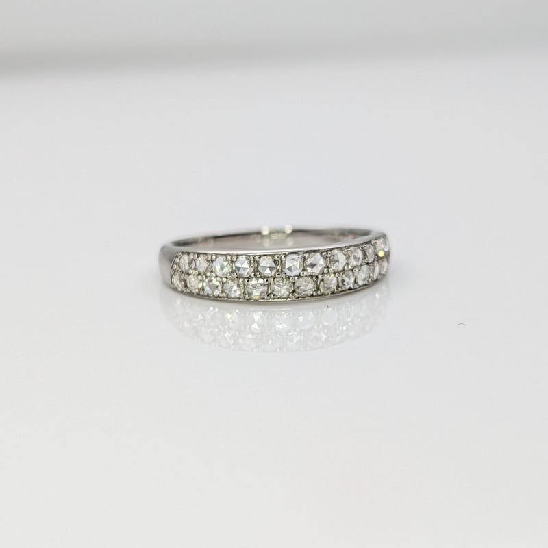PT950ローズカットダイヤモンド 0.340ct 2列 パヴェ リング 12号