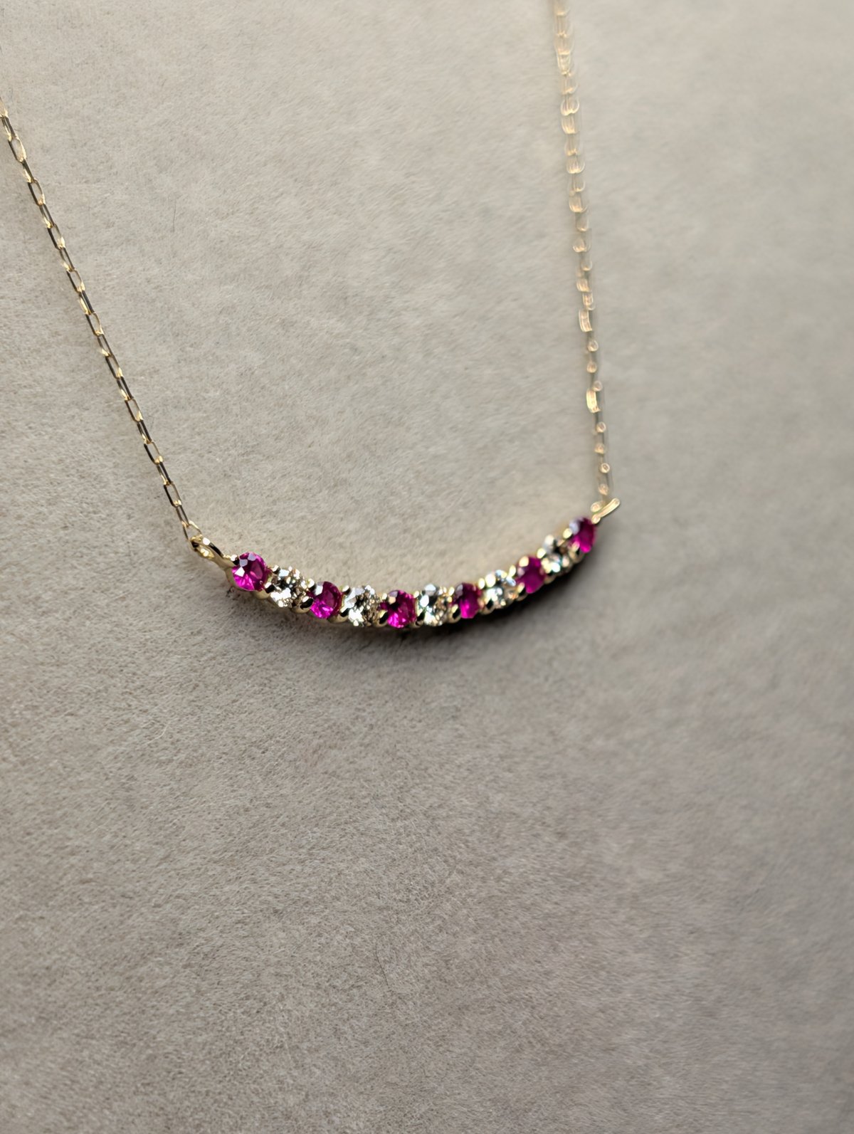 K18 ルビー 0.13ct ダイヤモンド 0.10ct エタニティバー ネックレス