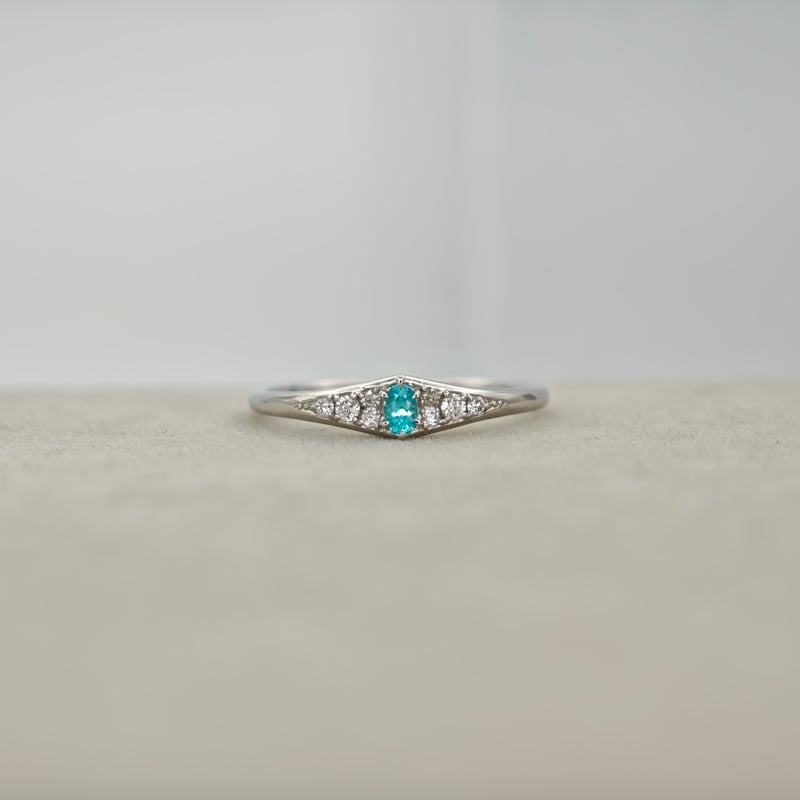 PT900 パライバトルマリン 0.05ct ダイヤモンド 0.07ct リング 12号 |