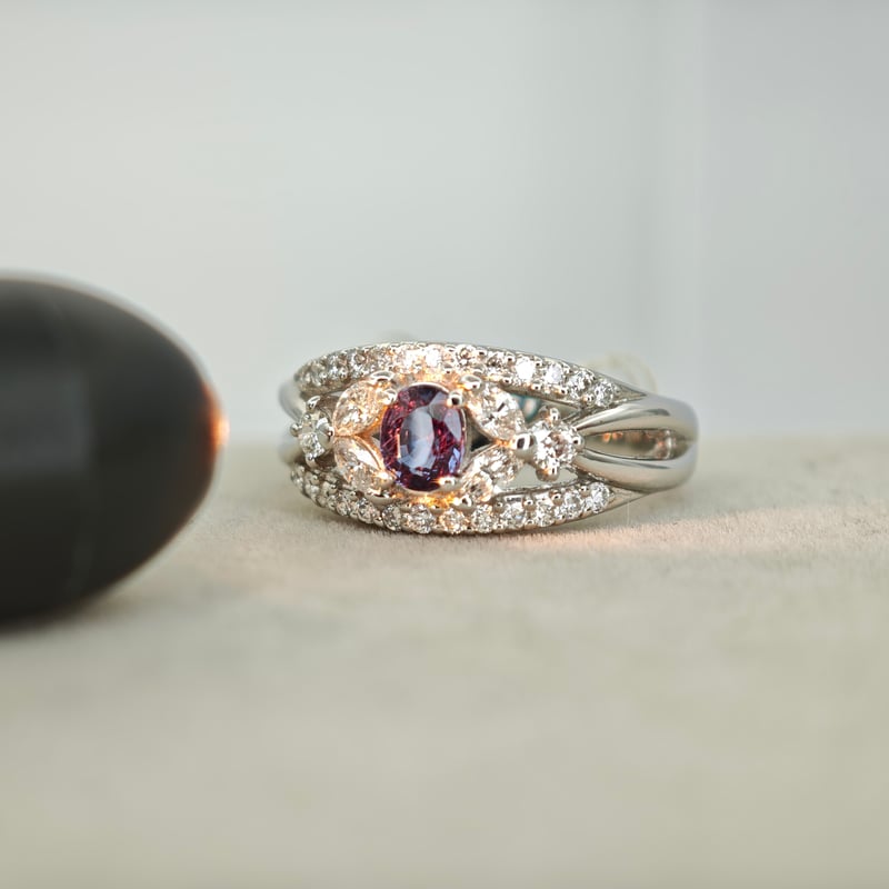 お取り置き】PT900 ベキリーブルーガーネット 0.532ct ダイヤモンド