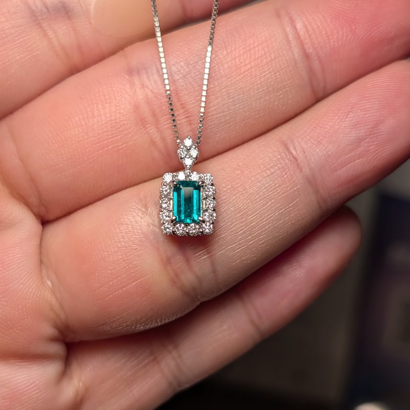 PT950/850エメラルド 0.35ct ダイヤモンド 0.30ct ペンダント