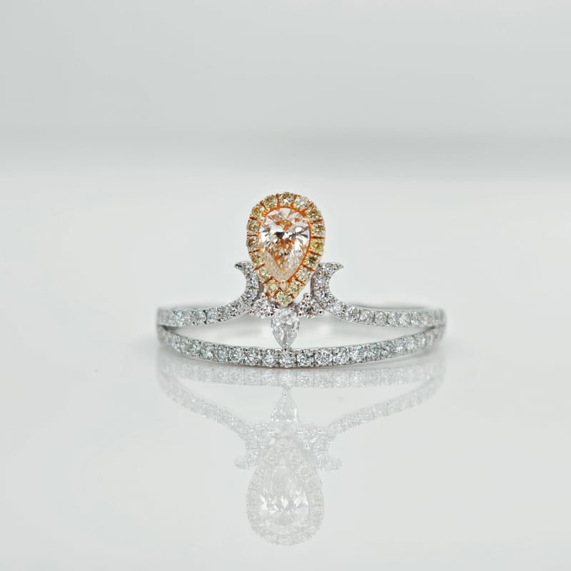 K18WG/YG イエローダイヤモンド0.18ct ダイヤモンド0.36ct リング 13.5