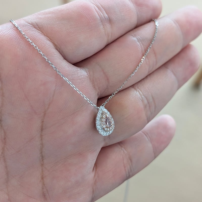 ト*ー様 再度　K18 PG ピンク石 涙型 ネックレス K18PGピンクサファイア/ダイヤモンドネックレス