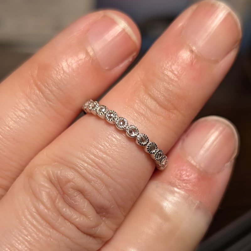 PT900ローズカットダイヤモンド 0.14ct ミル打ちハーフエタニティ