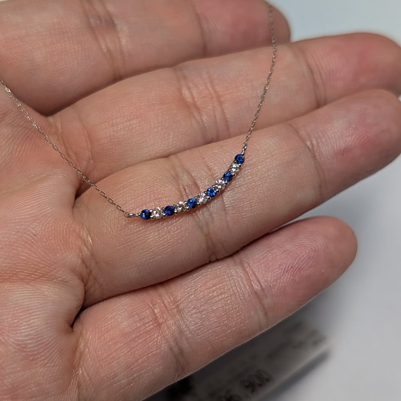 PT900/850 サファイア 0.13ct ダイヤモンド 0.10ct エタニティバー ネッ